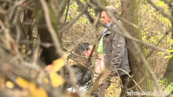 Турист трахает путану в кустах